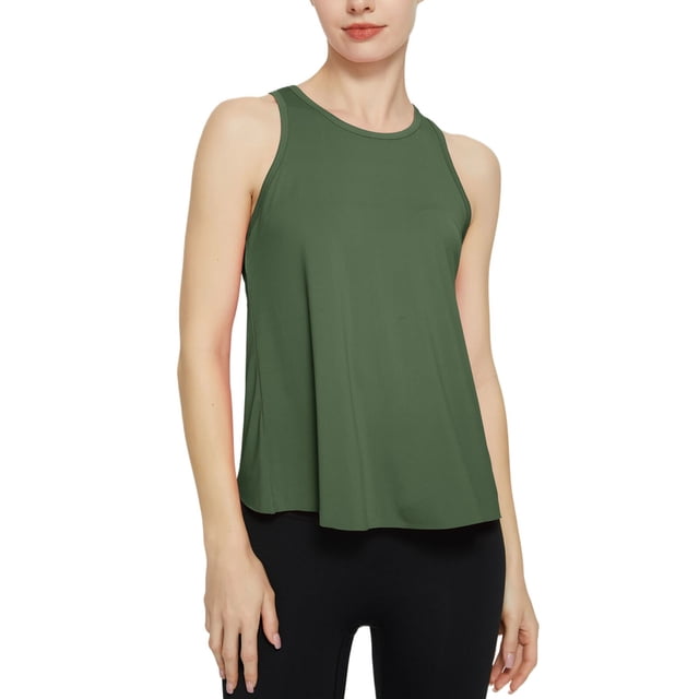 Timegard Camisoles d'Entraînement pour Femmes Col Rond Chandails de Course Athlétiques Décontractés Couleur Unie Sans Manches