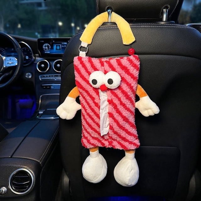 Cute Car Tissue Box Hanging Bag for Backseat - Soft Cotton Cover, Universal Fit for Cars SUVs Trucks - Easy Install, Fun Car Interior Accessory