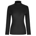 thumbnail image 4 of Aqestyerly Chandails à Col Montant pour Femmes Mode Femmes Uni Manches Longues Chandail Col Roulé Décontracté Hauts HWRETIE, 4 of 8