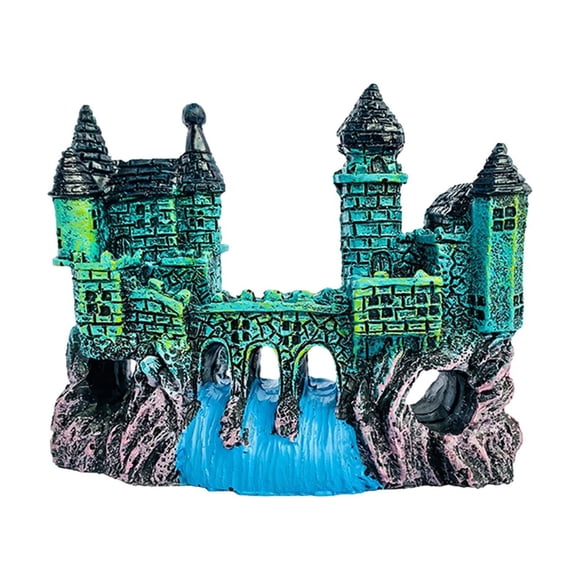 Maytalsory Aquarium Resin Castle Decoration Castle Cave for Aquarium Betta Reptile Green Fish Green 11.3x3.3x9cm