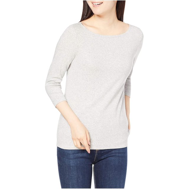 walmart Essentials T-Shirt à Encolure Bateau à Manches 3/4 pour Femmes