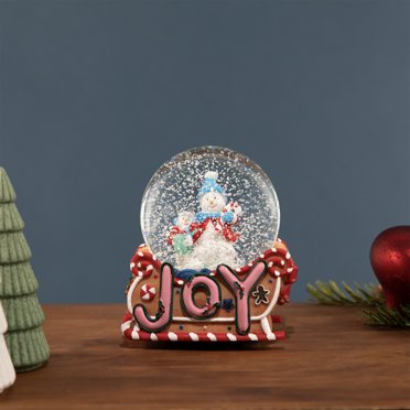 Northlight Joy Musical Traîneau en Pain d'Épice avec Bonhomme de Neige Snow Globe de Noël - 5.25 Pouces