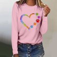 thumbnail image 2 of Pisexur Hauts d'Automne pour Femmes Mode Mignon Cœur Graphique Imprimé T-Shirt Hauts Col Rond Manches Longues Chemises pour Femmes Habillées Décontractées Sorties Hauts Confort Polyvalent Léger T-Shirts, 2 of 5