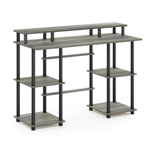 Furinno Turn-N-Tube Bureau d'ordinateurs avec plateau supérieur, Chêne français gris/noir