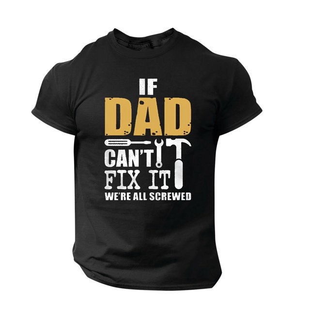 LUOGENLI T-shirts pour Homme pour Hommes Homme Printemps et Été Fête des Pères Décontracté Rétro Lettrage Impression Partielle T-Shirt Col Rond Manche Courte Haut T-shirts pour Hommes T-shirts Graphiques Pâques Noir TTG