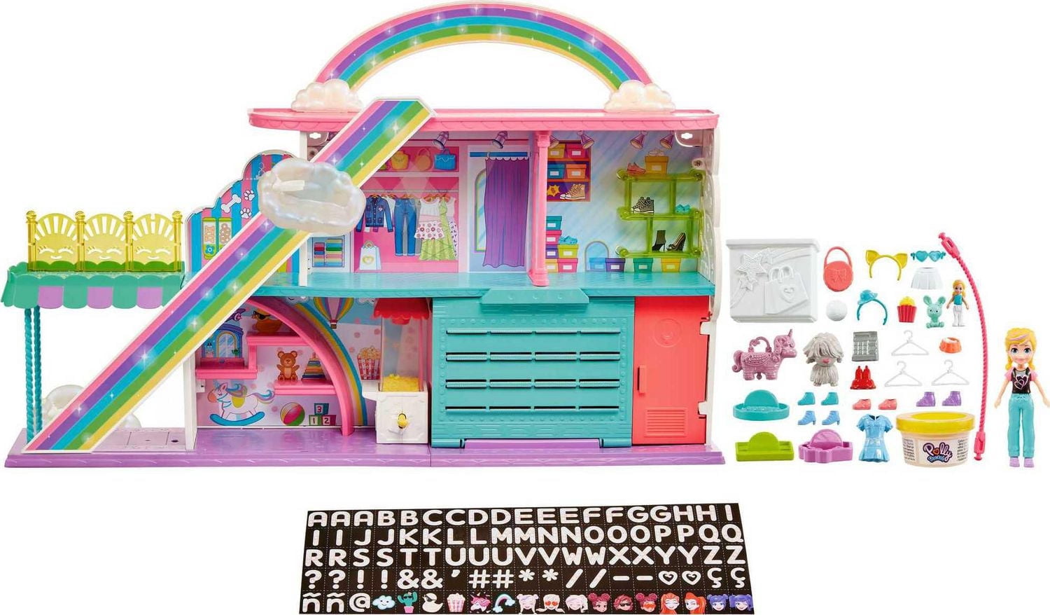 Polly Pocket ​Centre commercial Arc-en-ciel, 3 étages, 35+ access.