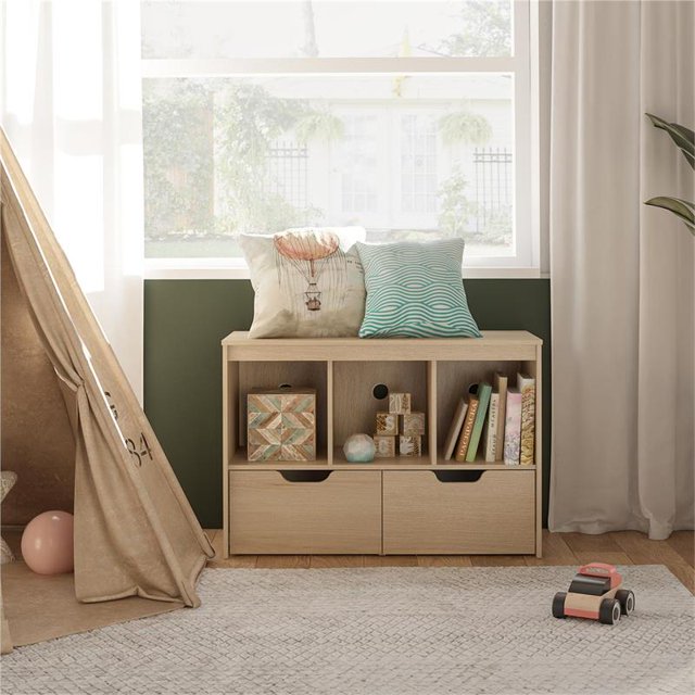 Ameriwood Home Tyler Kids Storage Cube with Drawers in Blonde Oak