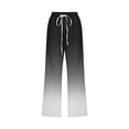 thumbnail image 4 of Linen Pants Women Summer Plus Size Active wear Printing Gradient Cargo Pants Mid Rise Softy Loose Fit Capri Pant Casual Lightweight Drawstring Fashion Daily Womens Pants With Pocket（Black,M）, 4 of 5