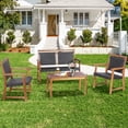 thumbnail image 1 of Costway 4 PCS Patio Rattan Furniture Set Acacia Wood Frame Sofa Loveseat Garden, 1 of 9