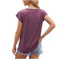 thumbnail image 3 of AherBiu Hauts d'Entraînement pour Femmes, Coupe Ample, Manches Cap, Col Ras du Cou, Haut Basique Confortable, T-Shirts, Chemises, Blouse, 3 of 4