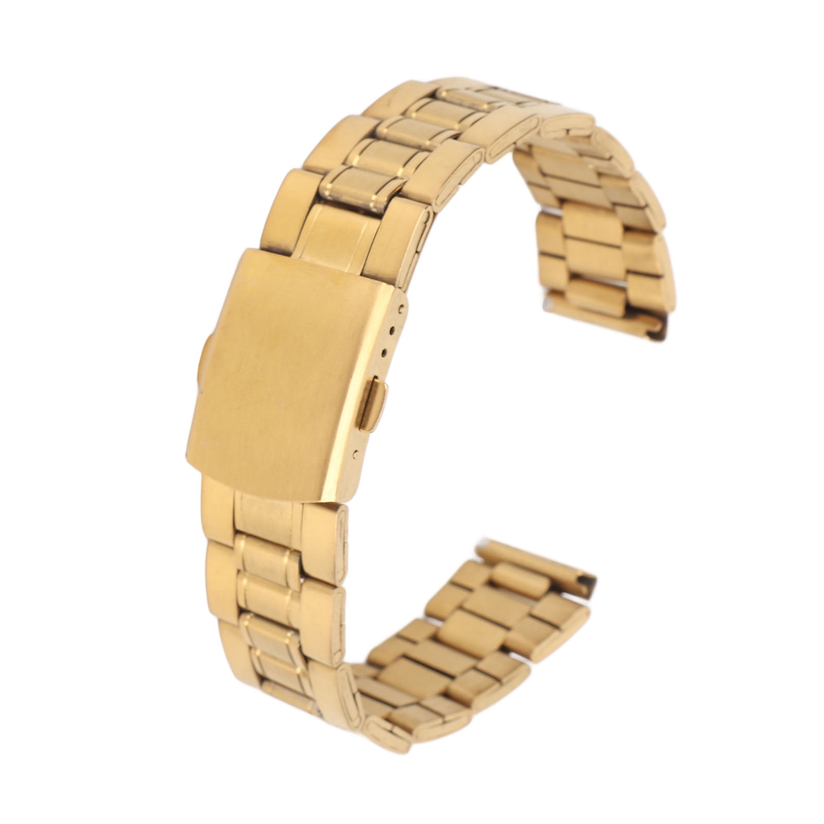 Quick Release Stainless Steel Watch Band - Double Lock Buckle Strap Gold for Men and Women