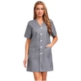 thumbnail image 2 of Aislor Robe d'Uniforme d'Infirmière pour Femmes à Manches Courtes, Tenue de Travail Médicale avec Poches, Chemise Boutonnée, Uniforme de Sarrau Gris 3TG, 2 of 7