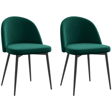 HOMCOM Dining Chairs Set of 2, Mid-Back Velvet-touch Upholstery Side Chair