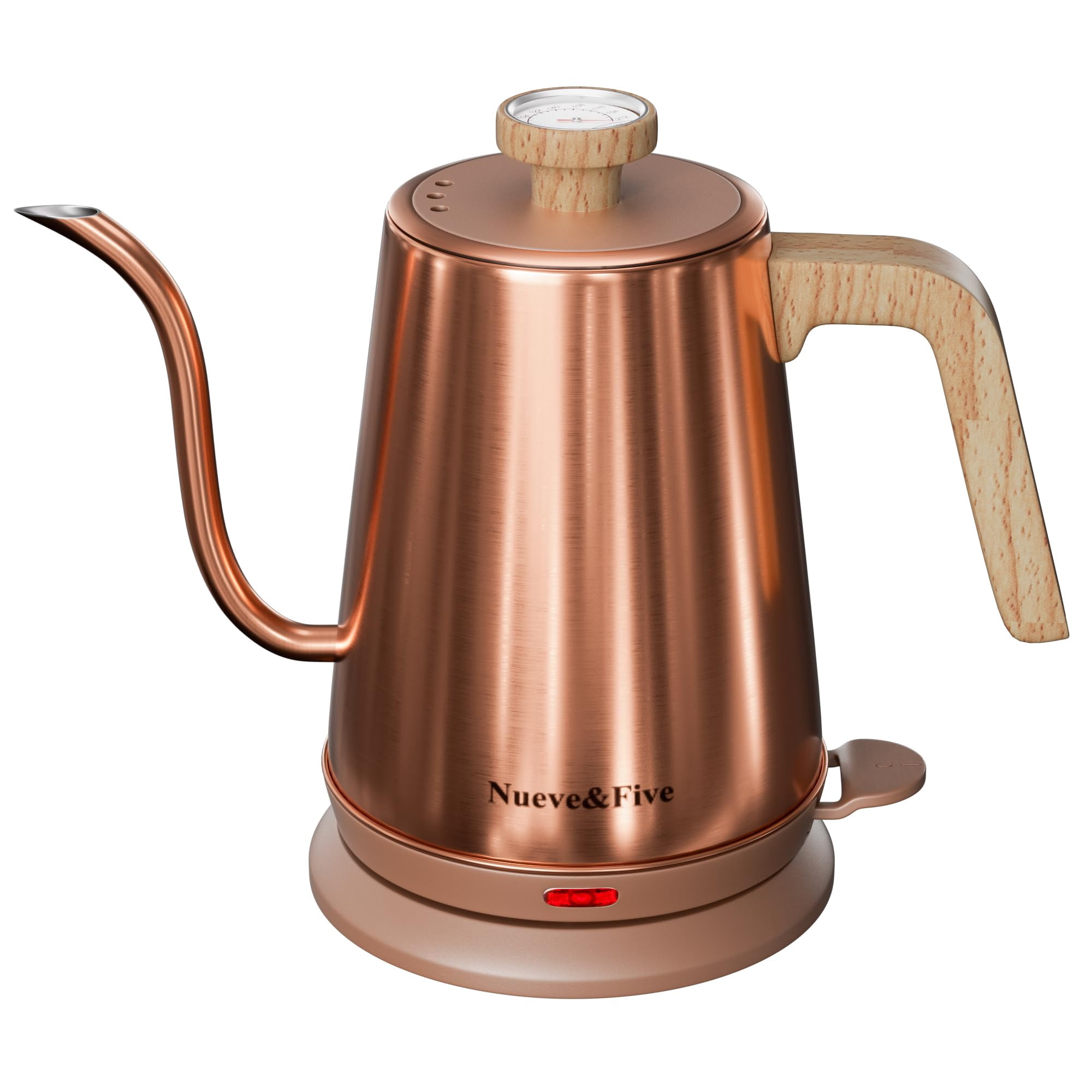 Nueve&Five Gooseneck Electric Kettle with Thermometer, Copper Tea Kettle with Auto Shut-Off,1000W Hot Water Kettle Electric of Stainless Steel,Electr
