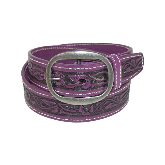 CTM® Leather Western Embossed Belt with Removable Buckle