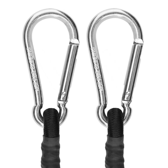 ZHOUBIN 48 Inch Black Bungee Cords with Carabiner Hooks 2Pcs