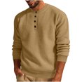 thumbnail image 1 of Yuyuzo Sweatshirts for Men Long Sleeve Round Neck Buttons Pullover Knitted Textured Solid Color Tops, 1 of 6