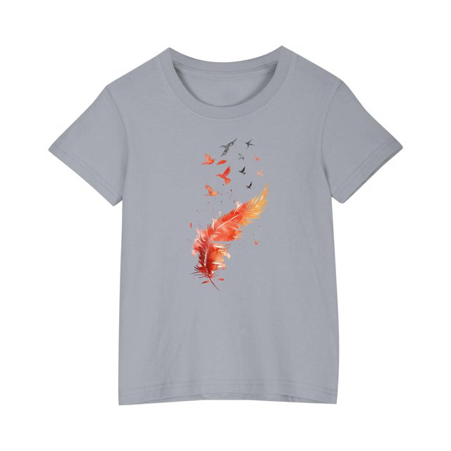 RXIRUCGD 2025 Vêtements d'Été pour Enfants T-shirt Imprimé Mode Mignon Col Rond Manches Courtes