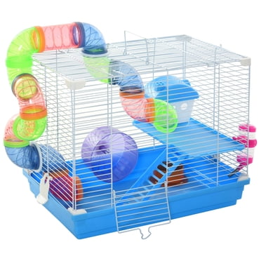 PawHut 18" Large Hamster Cage, 2-Level Small Animal House, Blue