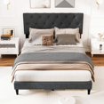 thumbnail image 4 of Costway Full Size Bed Frame with Button-Tufted Headboard & Wooden Slats Easy Assembly, 4 of 10