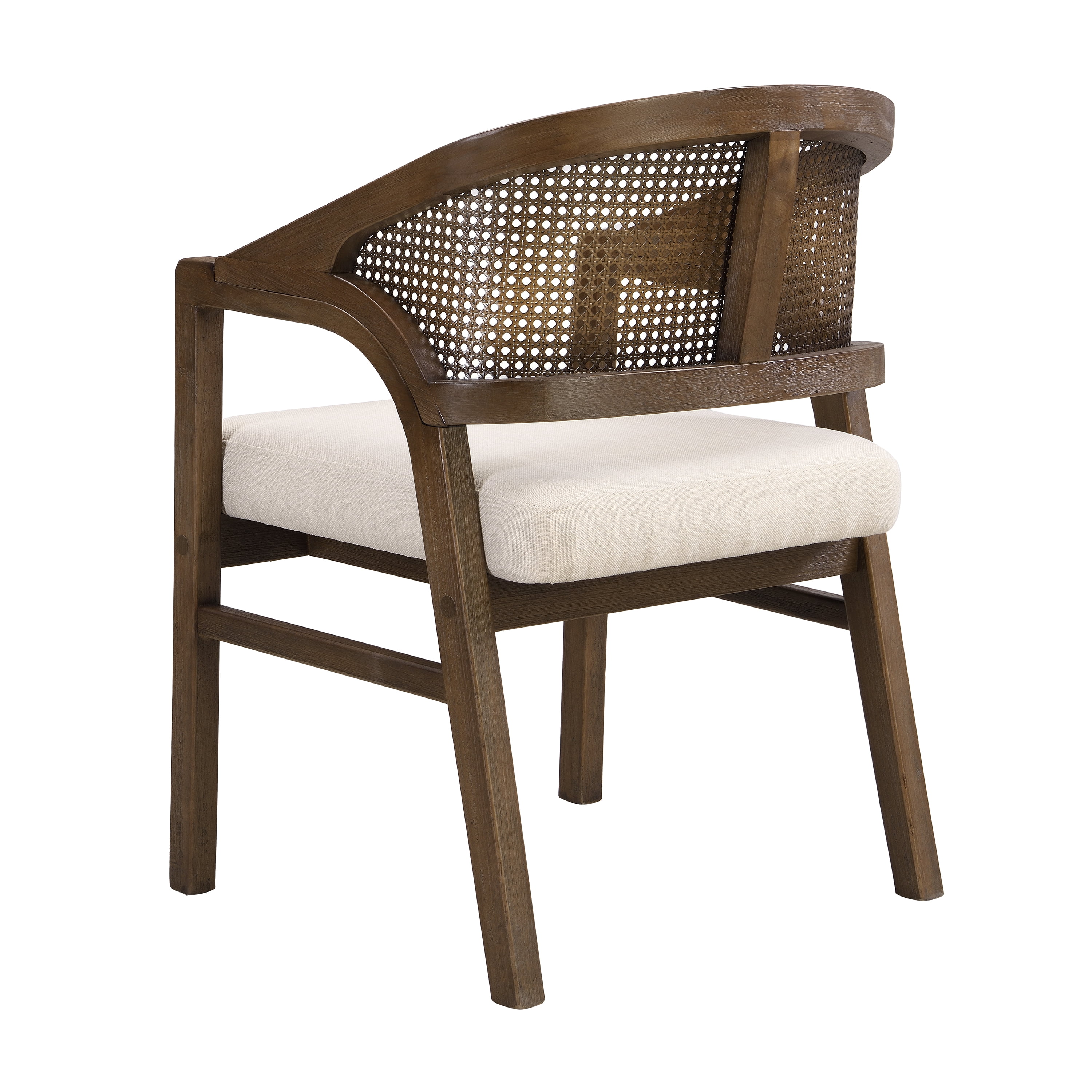 Chaises de salle à manger Noble House avec structure en bois, ensemble de 2, dossier en rotin et assise rembourrée, beige et noyer