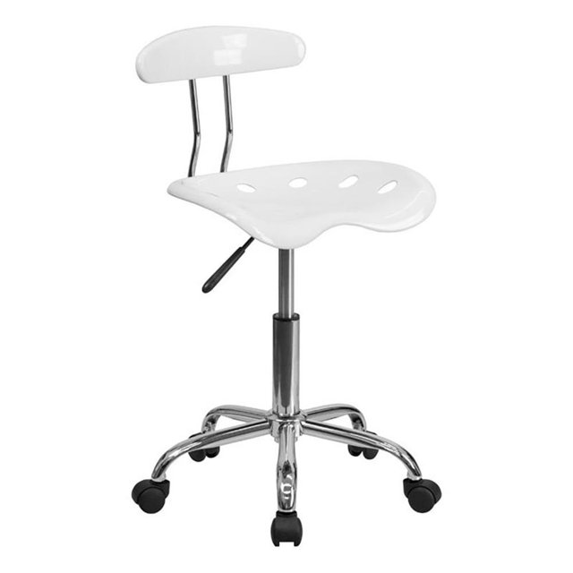 Scranton & Co Polymer Plastic Computer Task Office Chair in White and Chrome