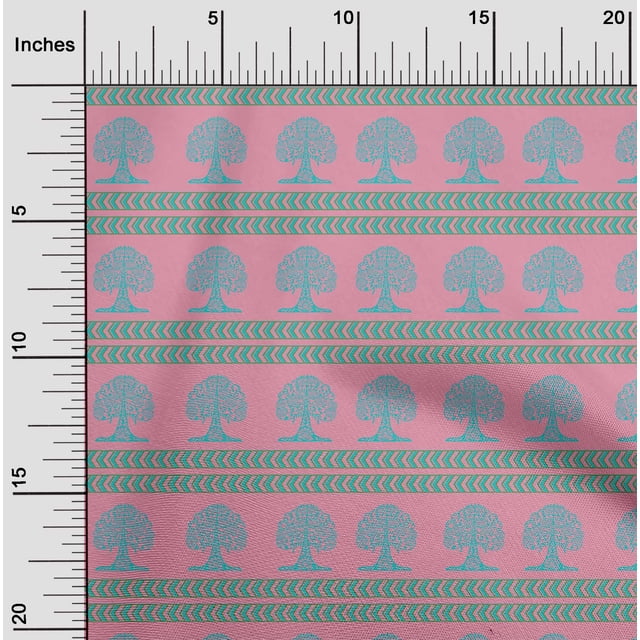 oneOone Tissu Polyester Lycra Imprimé Bloc Flèche & Arbre au Mètre 56 Pouces de Large