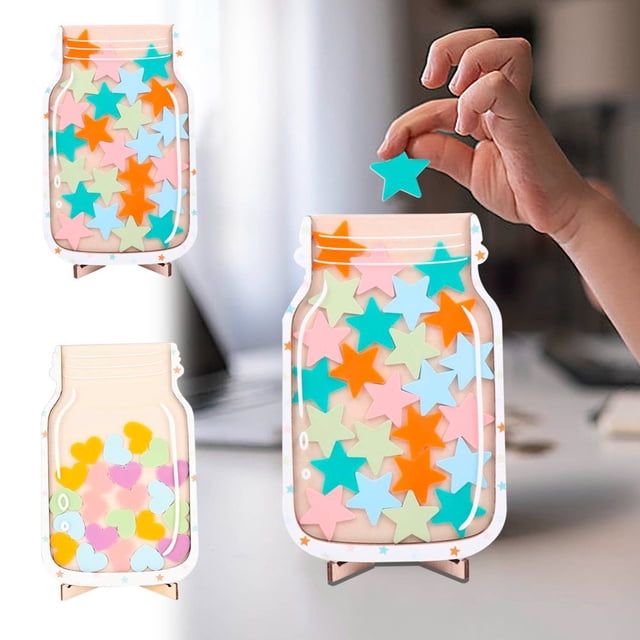 HLONK Classroom Reward Jars with Tokens - Star Prize Box for Kids & Students | Motivational Incentive System Home Decor Deals Savings