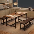 thumbnail image 4 of Dining Table Set for 4-6, 63" Large Extendable Dining Room Table Set for 6, Rectangle Kitchen Table with 2 Upholstered Soft Benches, Saving Space, Easy Assembly, 4 of 21