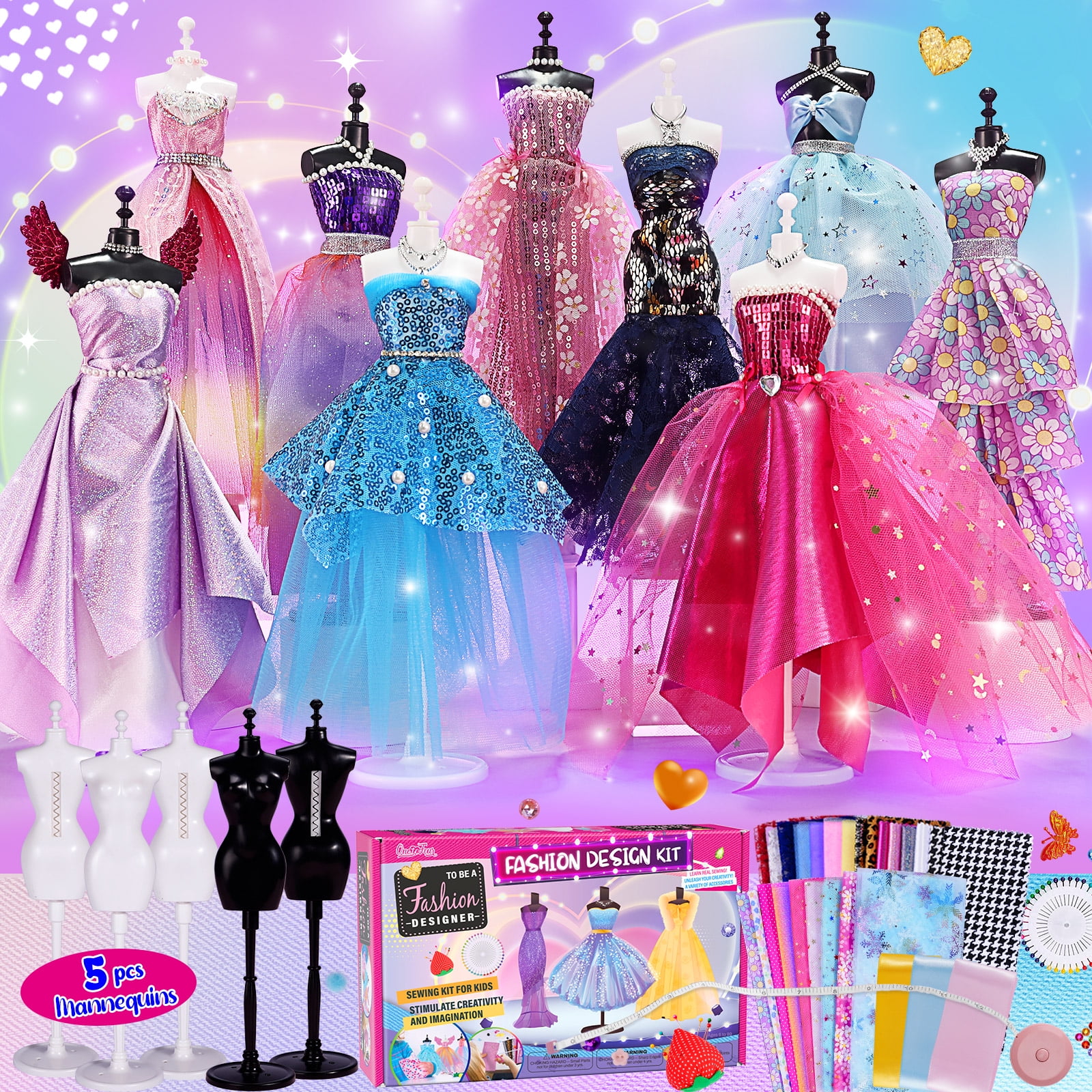 Fashion Designing Dress For Girls Fashion Design Kit For Girls, 800+ Pcs With Mannequins – DIY Arts Crafts Sewing Kit For Kids Ages 6-12, Learning Craft Toys For Girls Ages 6-12, Christmas Gift For Teens
