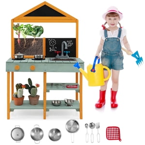 Costway Cuisine pour enfants Kitchenette extérieure avec évier amovible