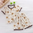 thumbnail image 2 of PMVFHDE Ensemble T-Shirt à Manches Courtes et Shorts Imprimé Dessin Animé pour Garçons, Col Rond Mignon avec Pantalon Assorti Tenue Décontractée pour Temps Chaud 2 Pcs Z25024A-Marron, 5-6 Ans, 2 of 3