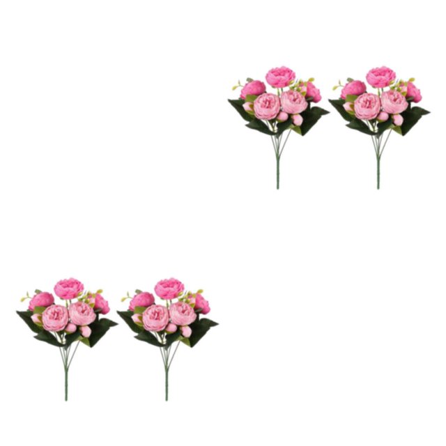 Youkk 2pcs Easy To Clean – Realistic Appearance – Artificial Flowers For Wedding rose red+ pink 2Set