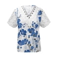 thumbnail image 4 of LOVZFMLL Hauts d'Été pour Femmes Femmes Mode Été Pli Imprimé Régulier Femmes Manches Courtes Col en V Bouton Haut, 4 of 5