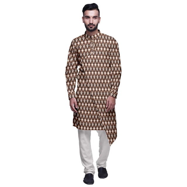 Atasi Kurta Pyjama de Fête pour Hommes, Col Mandarin, Ensemble Ethnique Imprimé Kurta