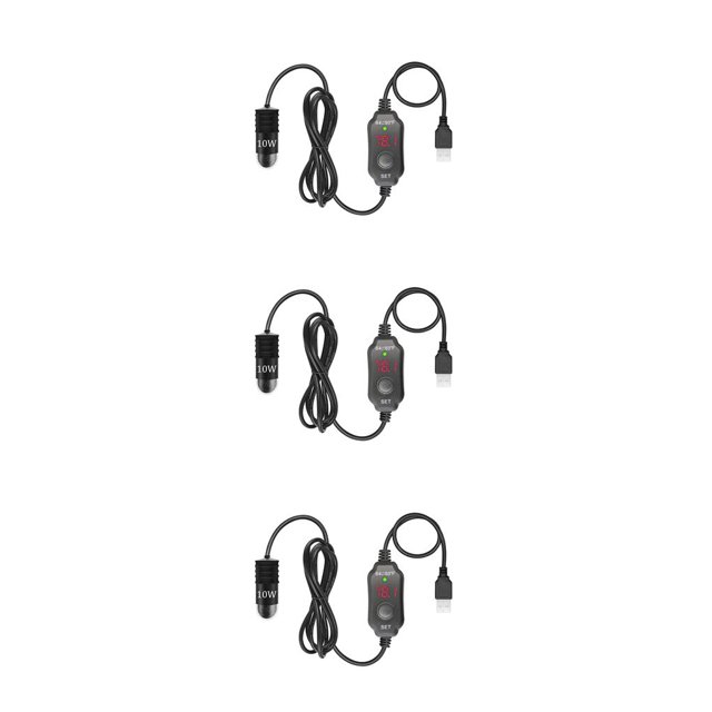 maskred Chauffe-Aquarium Électrique Portable avec Écran Numérique, Boutons de Contrôle, Température Réglable, Interface USB, Chauffe-Aquarium, Ensemble de 3