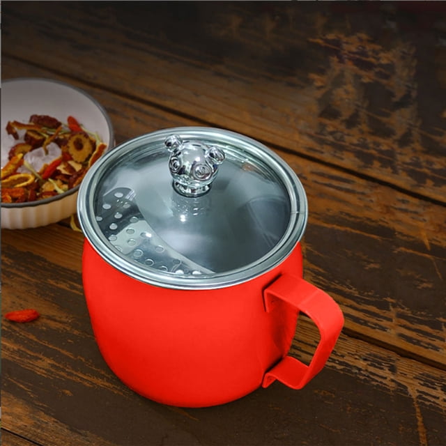 Stainless Steel Tea Cup with Slag Separator Filter, 12.5x8.5x8.5cm, 304 Rust-Proof Material for Safe Brewing, Crescent Design for Tea Lovers & Home Use Hzhnb | Stainless Steel, Red