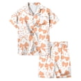 thumbnail image 1 of Girls' Printed Short Sleeve Button-Down Pajama Set with Bow for Comfortable Loungewear and Home Relaxation, 1 of 5