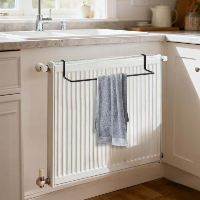 Solution de Rangement pour Textiles de Maison pour Salles de Bain et Buanderies Rail de Radiateur pour Serviettes et Chaussettes en Métal avec Conception Gain de Place