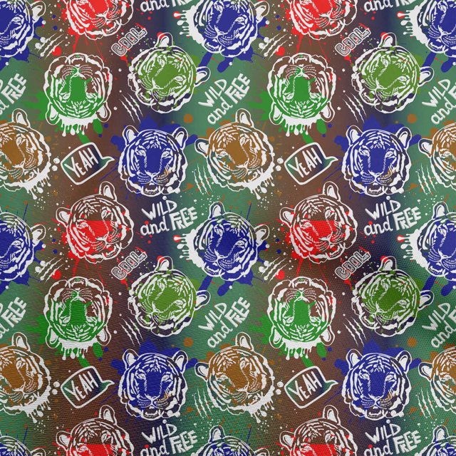 oneOone Georgette Viscose Green Fabric Colourful Animal Face Sewing Craft Projects Fabric Prints By Yard 42 Inch Wide