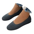 thumbnail image 1 of Dakaela Ballerines pour Femmes à Bout Rond en Tricot à Enfiler Ballerines de Marche Mocassins à Petit Talon Compensé Gris 7,5, 1 of 8