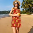 thumbnail image 3 of Xecao Noël avec Flocons de Neige Dorés pour Robes d'Été pour Femmes Robes Décontractées de Plage Cache-Maillots Robe T-Shirt Sans Manches Évasée avec Poches, 3 of 7