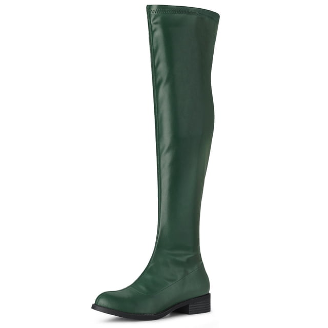 Bottes Hautes à Talons Carrés et Bout Rond pour Femmes de Unique Bargains