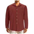 thumbnail image 1 of RXIRUCGD Chemisier pour Homme Mode Décontractée Uni avec Boutons, Poches, Manches Longues et Col Rabattable, Rouge, Taille : 4TG, 1 of 5