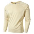 thumbnail image 1 of T-Shirts pour Hommes Ajustés Col Rond en Maille Base Décontractée Manches Longues Beige Sortie Automne Taille G, 1 of 6