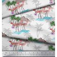 thumbnail image 3 of Soimoi White Poly Georgette Fabric Palm Tree, & Flamingo Bird Printed Craft Fabric by the Yard 42 Inch Wide, 3 of 3