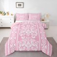 thumbnail image 2 of Erosebridal Ensembles de Couette à Fleurs Damassées Roses Format Simple, Couettes et Duvets Rétro Boho, Déco Hippie Mandala, Réversible, 2 of 7