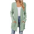thumbnail image 1 of cfhntfmh Womens Casual Cardigan Ribbed Knit Open Front Long Cardigans Lounge Long Sleeve Sweater Outwear with Pockets, 1 of 4