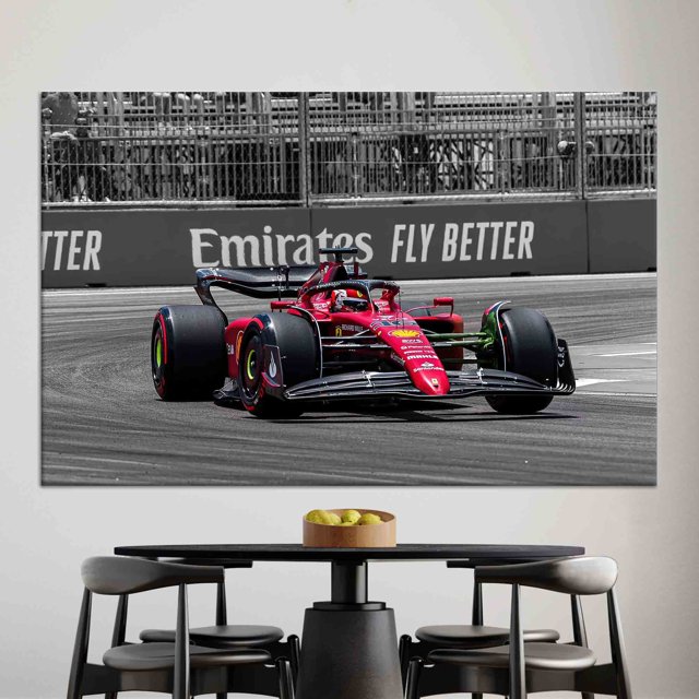 Large Wall Art Featuring Charles Leclerc in Ferrari Racing Art on Canvas for Modern Home Decor Inspiration