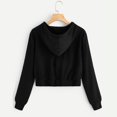thumbnail image 4 of 2025 à Capuche Décontracté Uni à Fermeture Éclair T-Shirt en Spandex Poche Manche Chandail Long T-Shirt pour Femmes Chemise Hauts Femmes Women's Jr Automne, 4 of 6